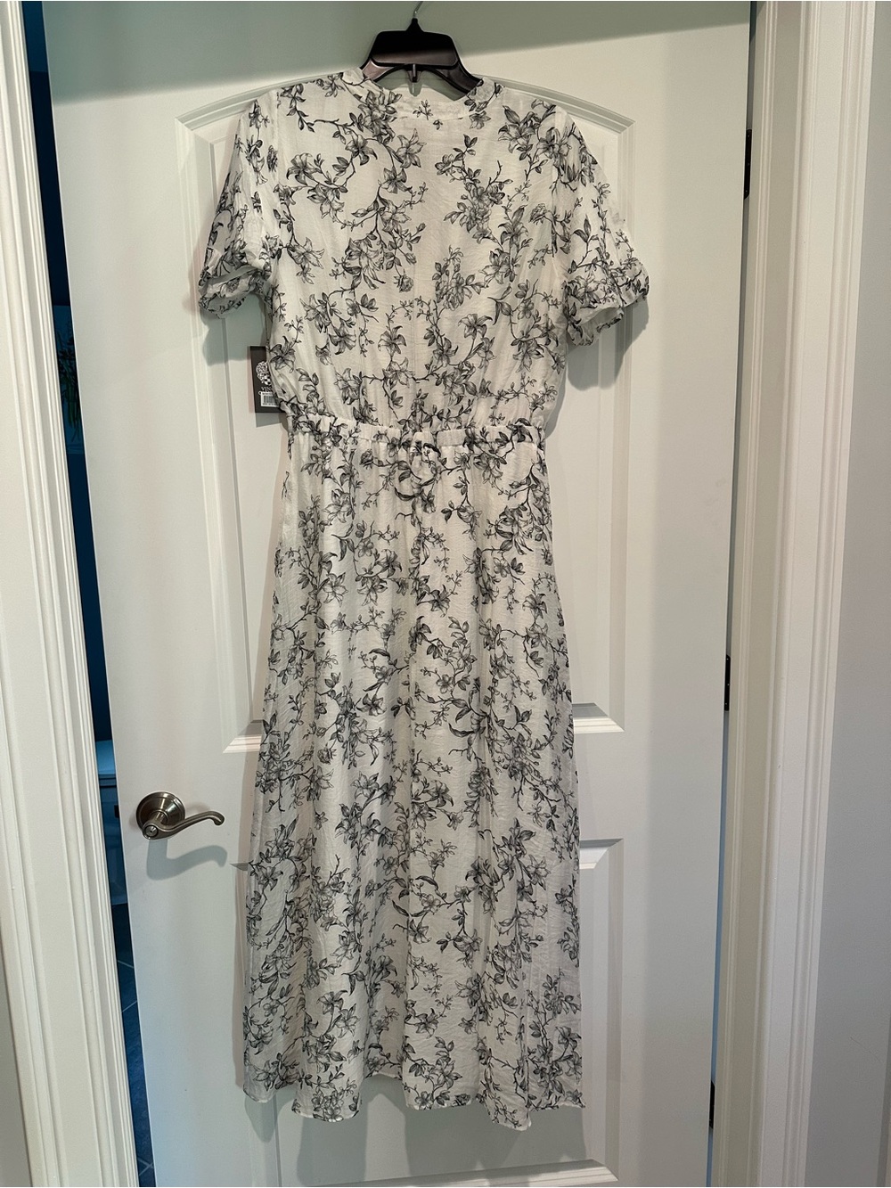 Vince Camuto White Midi Dress with Black Floral Print